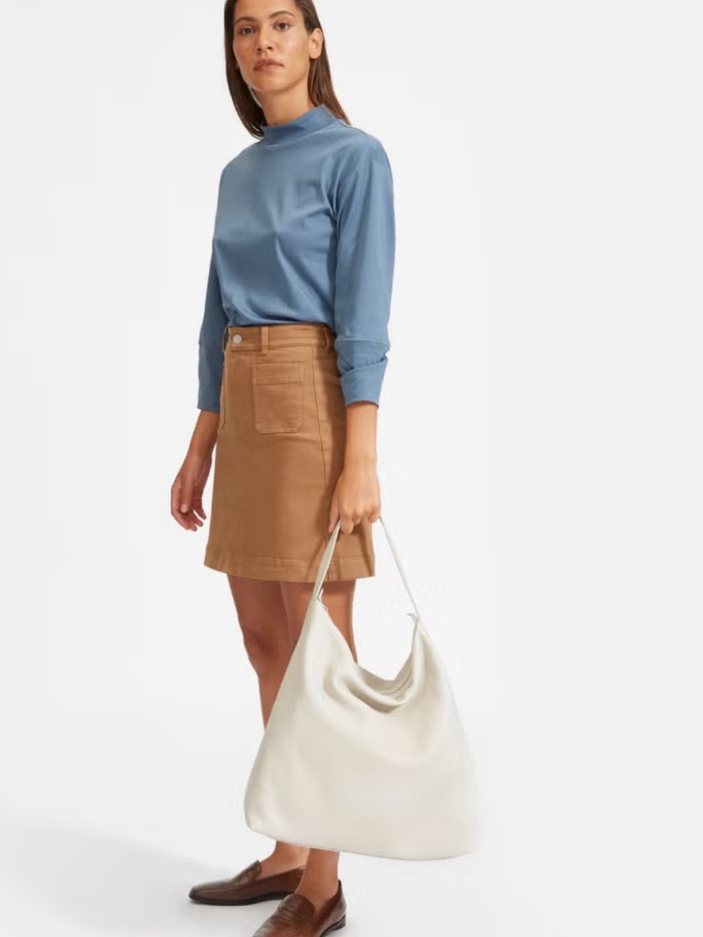 Everlane - Boss Bag Cream Pebbled Leather Shoulder Bag. Size OS